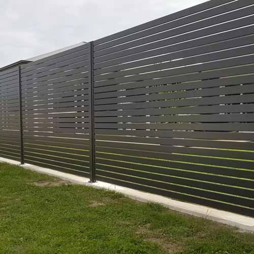Easy To Install Privacy Fence Aluminum Black No Dig Horizontal Slat Aluminum Fence Panels Metal Slat Fence